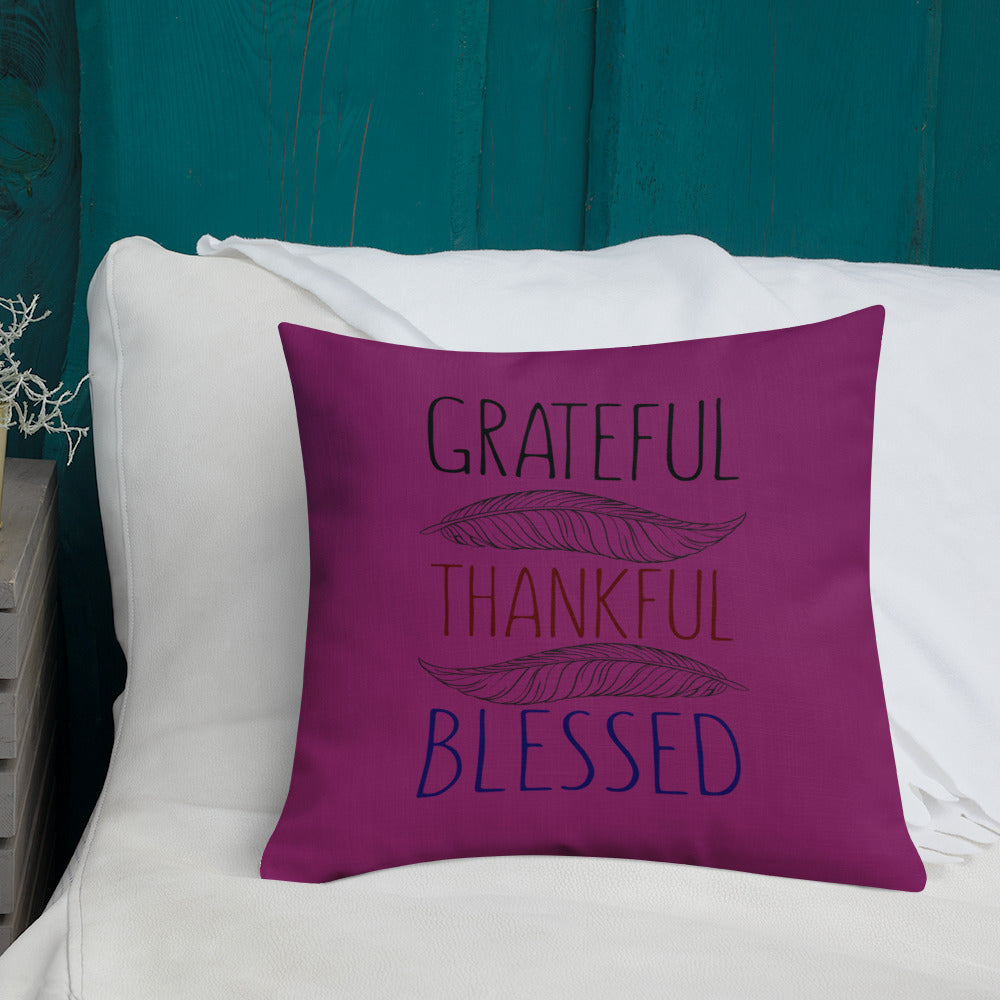 Grateful Thankful Blessed Pillow - [Duck 'n' Monkey]