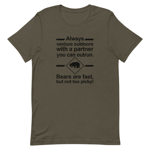 Always Venture Outdoors With A Partner You Can Outrun Bears Are Fast But Not Too Picky Short-Sleeve Unisex T-Shirt - [Duck 'n' Monkey]