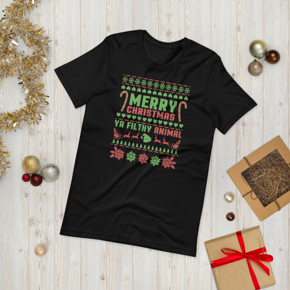 Merry Christmas Ya Filthy Animal Short-Sleeve Unisex T-Shirt - [Duck 'n' Monkey]