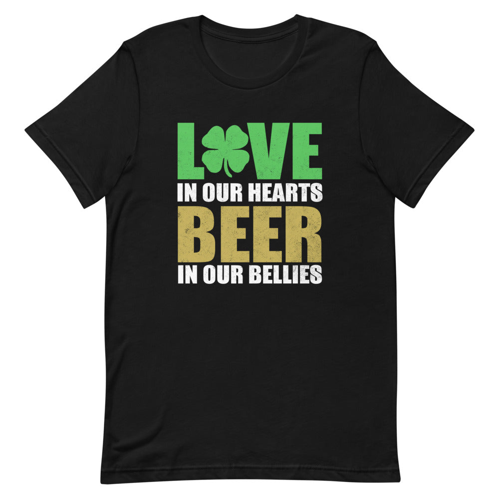 Love In Our Hearts Beer In Our Bellies Short-Sleeve Unisex T-Shirt - [Duck 'n' Monkey]
