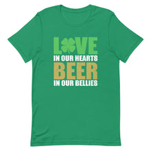 Load image into Gallery viewer, Love In Our Hearts Beer In Our Bellies Short-Sleeve Unisex T-Shirt - [Duck &#39;n&#39; Monkey]
