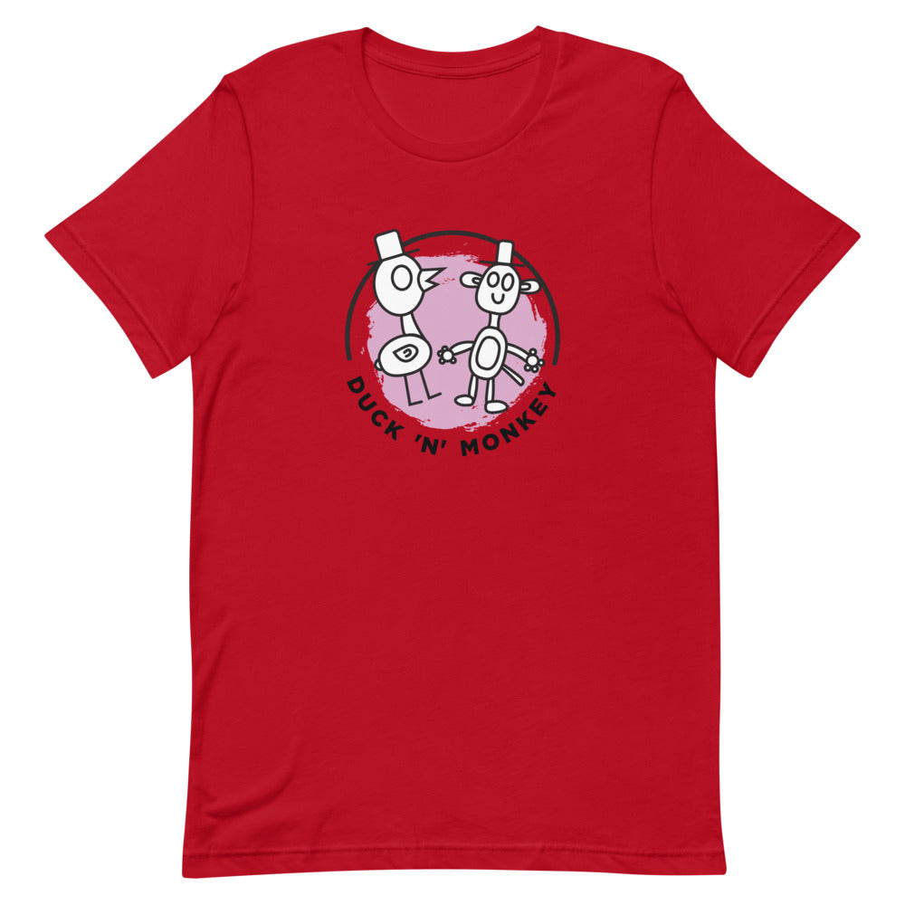 Duck 'n' Monkey Pink Circle Short-Sleeve Unisex T-Shirt