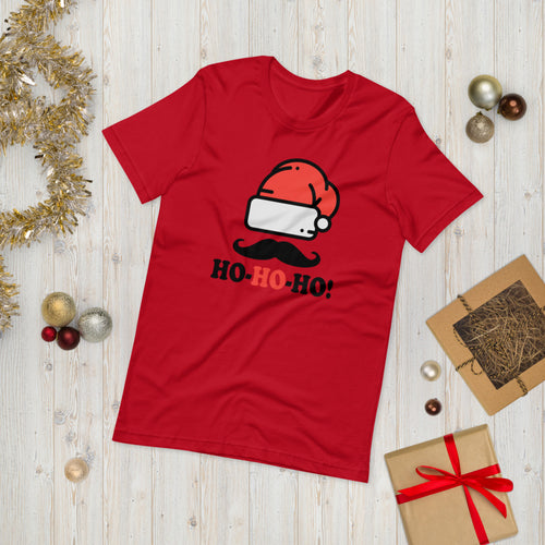 Santa Hat Ho Ho Ho Short-Sleeve Unisex T-Shirt - [Duck 'n' Monkey]