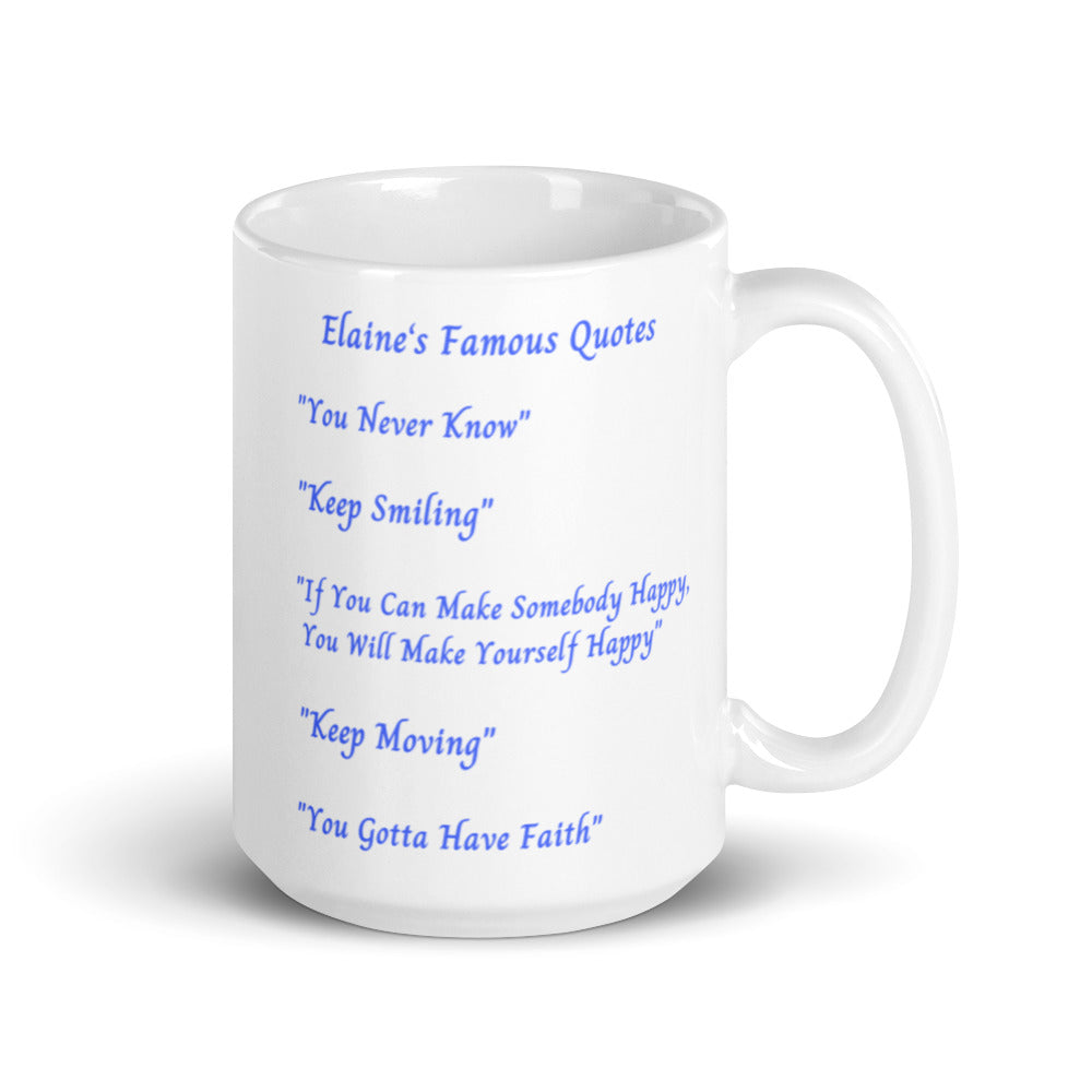 Elaine's Famous Quotes Blue Mug